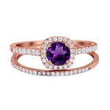 Two Piece Round Natural Stone Ring