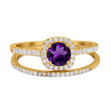 Two Piece Round Natural Stone Ring