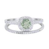 Two Piece Round Natural Stone Ring