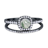Two Piece Round Natural Stone Ring
