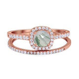 Two Piece Round Natural Stone Ring