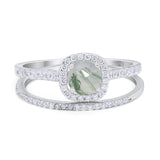 Two Piece Round Natural Stone Ring