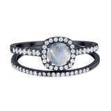 Two Piece Round Natural Stone Ring