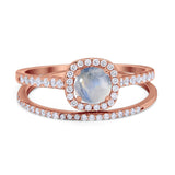 Two Piece Round Natural Stone Ring