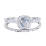 Two Piece Round Natural Stone Ring