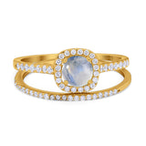 Two Piece Round Natural Stone Ring