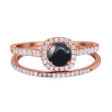 Two Piece Round Natural Stone Ring