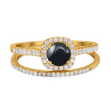 Two Piece Round Natural Stone Ring