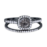 Two Piece Round Natural Stone Ring
