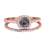 Two Piece Round Natural Stone Ring