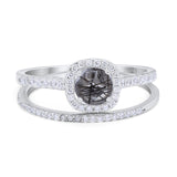 Two Piece Round Natural Stone Ring
