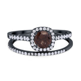 Two Piece Round Natural Stone Ring