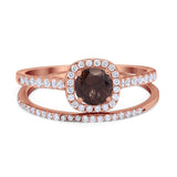 Two Piece Round Natural Stone Ring