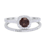 Two Piece Round Natural Stone Ring