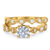 Two Piece Round Natural Stone Bridal Ring