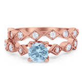 Two Piece Round Natural Stone Bridal Ring