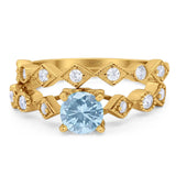 Two Piece Round Natural Stone Bridal Ring