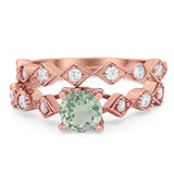 Two Piece Round Natural Stone Bridal Ring