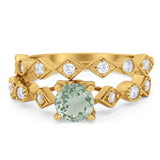 Two Piece Round Natural Stone Bridal Ring