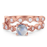 Two Piece Round Natural Stone Bridal Ring