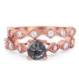 Two Piece Round Natural Stone Bridal Ring