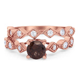 Two Piece Round Natural Stone Bridal Ring