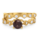 Two Piece Round Natural Stone Bridal Ring