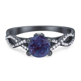 Art Deco Round Natural Stone Solitaire Ring