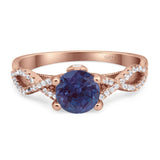 Art Deco Round Natural Stone Solitaire Ring