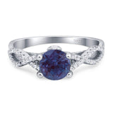 Art Deco Round Natural Stone Solitaire Ring