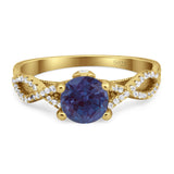 Art Deco Round Natural Stone Solitaire Ring