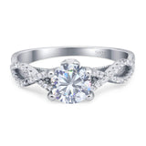 Art Deco Round Natural Stone Solitaire Ring