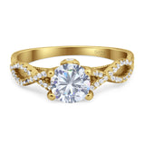 Art Deco Round Natural Stone Solitaire Ring