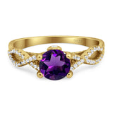 Art Deco Round Natural Stone Solitaire Ring