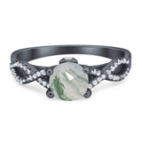 Art Deco Round Natural Stone Solitaire Ring