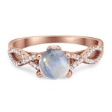 Art Deco Round Natural Stone Solitaire Ring