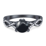 Art Deco Round Natural Stone Solitaire Ring