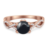 Art Deco Round Natural Stone Solitaire Ring