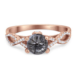 Art Deco Round Natural Stone Solitaire Ring