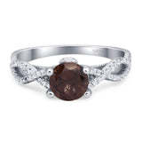 Art Deco Round Natural Stone Solitaire Ring