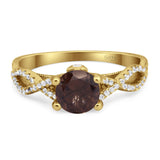 Art Deco Round Natural Stone Solitaire Ring