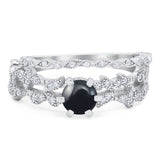 Two Piece Round Natural Stone Floral Ring