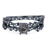 Two Piece Round Natural Stone Floral Ring