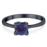 Minimalist Round Natural Stone Solitaire Ring