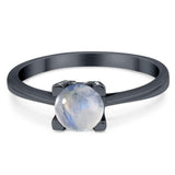 Minimalist Round Natural Stone Solitaire Ring