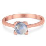 Minimalist Round Natural Stone Solitaire Ring