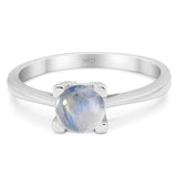 Minimalist Round Natural Stone Solitaire Ring