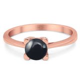 Minimalist Round Natural Stone Solitaire Ring