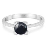 Minimalist Round Natural Stone Solitaire Ring