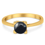 Minimalist Round Natural Stone Solitaire Ring